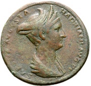 Sestertius - Sabina // S C; Vesta obverse image