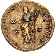 Sestertius - Hadrian CLEMENTIA AVG COS III P P S C; Clementia, Rome, 129-130 reverse image