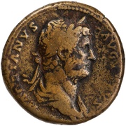 Sestertius - Hadrian IVSTITIA AVG COS III P P S C; Justitia obverse image