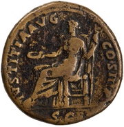 Sestertius - Hadrian IVSTITIA AVG COS III P P S C; Justitia reverse image