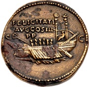Sestertius - Hadrian FELICITATI AVG COS III P P S C, Rome, 129-130 reverse image