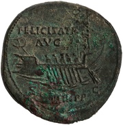 Sestertius - Hadrian FELICITATI AVG COS III P P S C, Rome, 129-130 reverse image