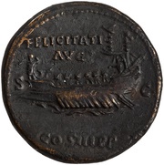 Sestertius - Hadrian FELICITATI AVG COS III P P S C, Rome, 129-130 reverse image