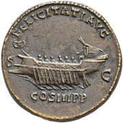 Sestertius - Hadrian FELICITATI AVG COS III P P S C, Rome, 129-130 reverse image