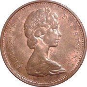1 Cent - Elizabeth II 2nd portrait; heavy type obverse image