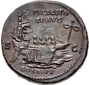Sestertius - Hadrian FELICITATI AVG COS III P P S C, Rome, 129-130 reverse image