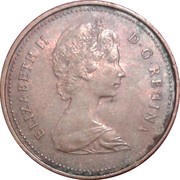 1 Cent - Elizabeth II 2nd portrait; light type obverse image