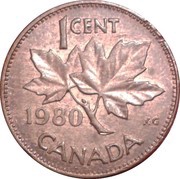 1 Cent - Elizabeth II 2nd portrait; light type reverse image
