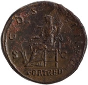 Sestertius - Hadrian COS III P P FORT RED S C; Fortuna, Rome, 129-130 reverse image
