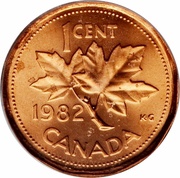 1 Cent - Elizabeth II 2nd portrait, 12 sided, Canada, 1982-1989 reverse image