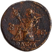 Sestertius - Hadrian DACIA S C; Dacia, Rome, 130-133 reverse image