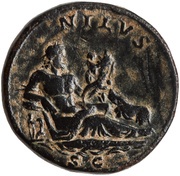 Sestertius - Hadrian NILVS S C; Nilus, Rome, 130-133 reverse image
