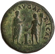 Sestertius - Hadrian ADVENTVI AVG AFRICAE S C; Africa, Rome, 130-133 reverse image