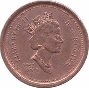 1 Cent - Elizabeth II Golden Jubilee; non-magnetic obverse image