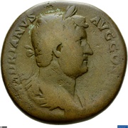 Sestertius - Hadrian ADVENTVI AVG HISPANIAE S C; Hispania obverse image