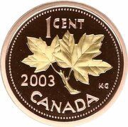 1 Cent - Elizabeth II 3rd portrait; Maple Twig Design reverse image