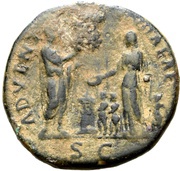 Sestertius - Hadrian ADVENTVI AVG IVDAEAE S C; Judea, Rome, 130-133 reverse image