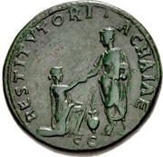 Sestertius - Hadrian RESTITVTORI ACHAIAE S C; Achaea, Rome, 130-133 reverse image