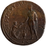 Sestertius - Hadrian RESTITVTORI ACHAIAE S C; Achaea, Rome, 130-133 reverse image