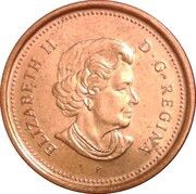 1 Cent - Elizabeth II 4th portrait; magnetic obverse image