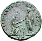 Sestertius - Hadrian RESTITVTORI AFRICAE S C; Africa, Rome, 130-133 reverse image