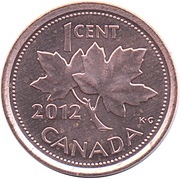 1 Cent - Elizabeth II 4th portrait; non-magnetic with RCM logo, Canada, 2006-2012 reverse image