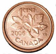 1 Cent - Elizabeth II 4th portrait; magnetic with RCM logo reverse image