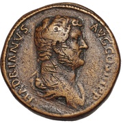Sestertius - Hadrian RESTITVTORI HISPANIAE S C; Hispania obverse image