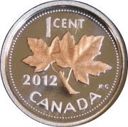 1 Cent - Elizabeth II 4th portrait; Silver Proof Issue, Canada, 2012 reverse image