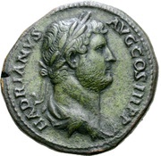 Sestertius - Hadrian ADVENTVS AVG S C; Roma obverse image