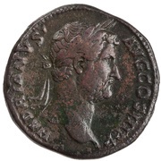 Sestertius - Hadrian FORTVNA AVG S C; Fortuna obverse image