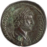 Sestertius - Hadrian FORTVNA AVG S C; Fortuna obverse image