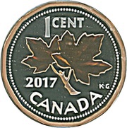 1 Cent - Elizabeth II Maple twig design - 1982, Canada, 2017 reverse image