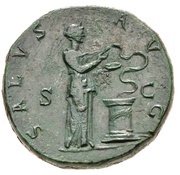 Sestertius - Hadrian SALVS AVG S C; Salus, Rome, 133-135 reverse image