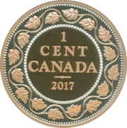 1 Cent In the name of George V; Small leaves design - 1911, Canada, 2017 reverse image