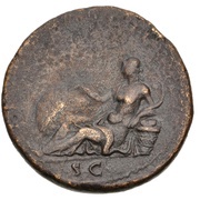 Sestertius - Hadrian TELLVS STABIL; Tellus, Rome, 133-135 reverse image