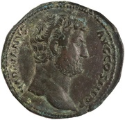 Sestertius - Hadrian PAX AVG S C; Pax obverse image