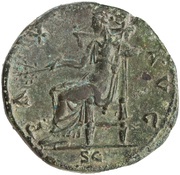 Sestertius - Hadrian PAX AVG S C; Pax, Rome, 136 reverse image