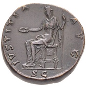 Sestertius - Hadrian IVSTITIA AVG S C; Justitia, Rome, 136 reverse image