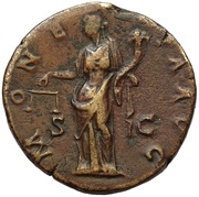 Sestertius - Hadrian MONETA AVG S C; Moneta, Rome, 136 reverse image