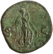 Sestertius - Hadrian // S C; Nemesis and Victory, Rome, 136 reverse image