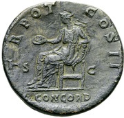 Sestertius - Lucius Aelius TR POT COS II CONCORD S C; Concordia, Rome, 137 reverse image