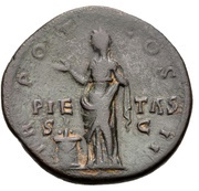 Sestertius - Lucius Aelius TR POT COS II PIETAS S C; Pietas, Rome, 137 reverse image