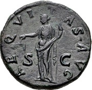 Sestertius - Hadrian AEQVITAS AVGS C; Aequitas, Rome, 137-138 reverse image