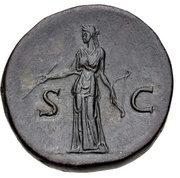 Sestertius - Hadrian // S C; Diana, Rome, 137-138 reverse image