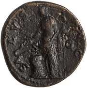Sestertius - Hadrian SALVS AVG S C; Salus reverse image