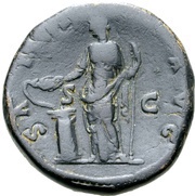 Sestertius - Hadrian SALVS AVG S C; Salus, Rome, 137-138 reverse image