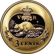 3 Cents - Elizabeth II Postage Stamp Gold Plated, Canada, 2001 reverse image