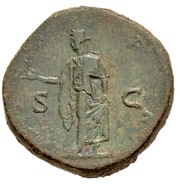 Sestertius - Hadrian SPES P R S C; Spes, Rome, 137-138 reverse image