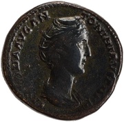 Sestertius - Faustina the Elder CONCORDIA AVG S C; Concordia obverse image